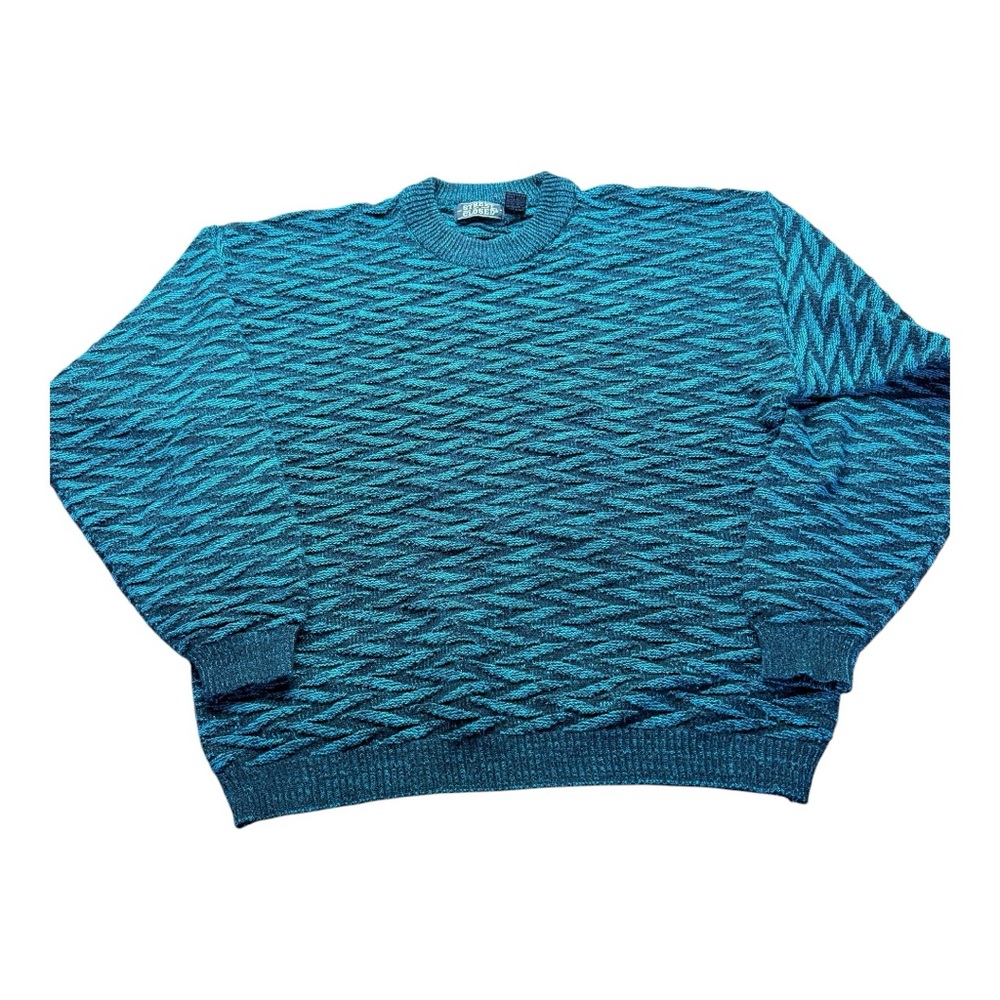 Vintage Street Closed 80's Sweater Men’s XL Geometric Retro Deep Teal Black